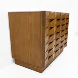 Carved Oak Italian Sideboard with Travertine Top