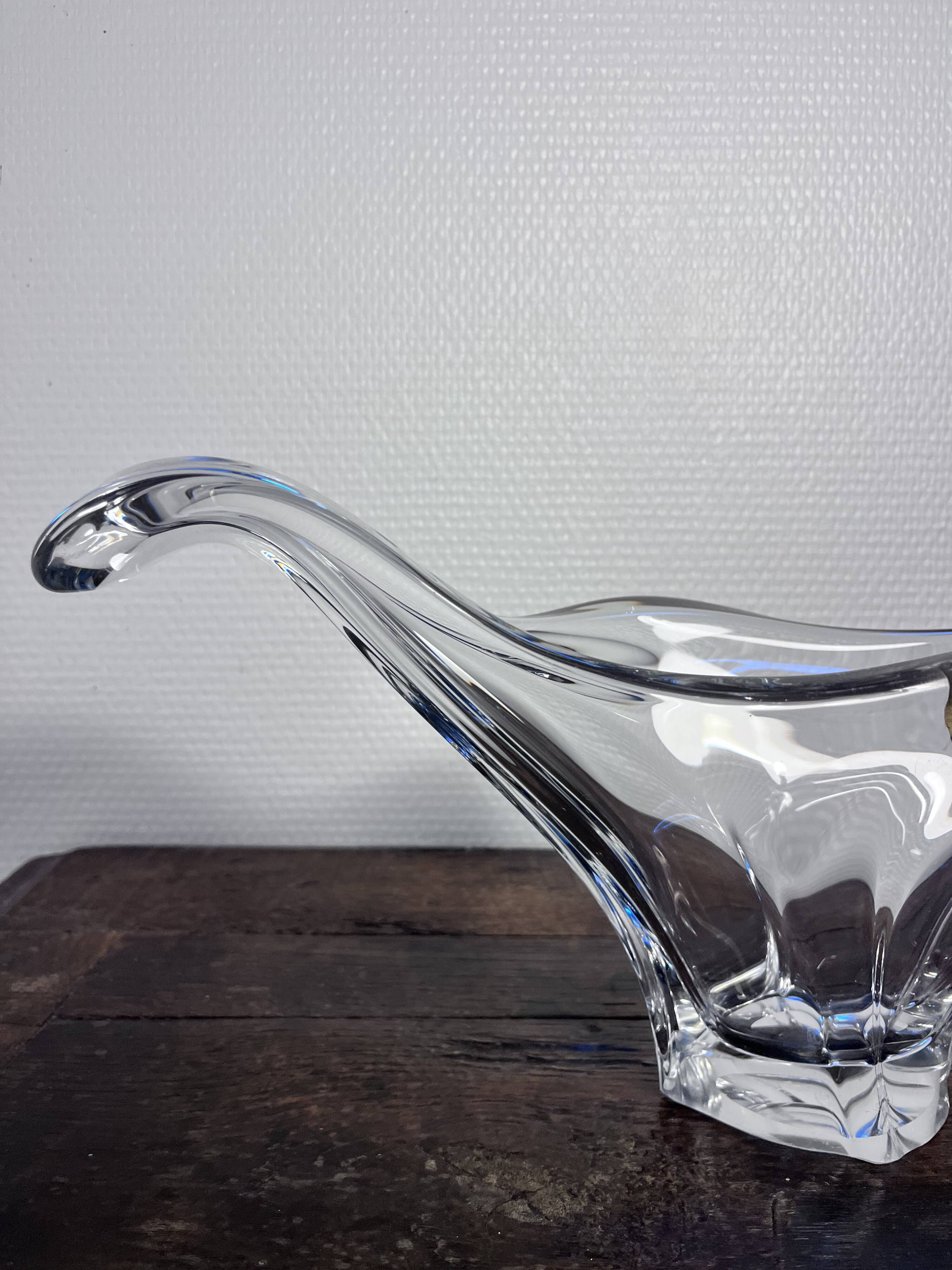 Large signed Bayel crystal bowl – Mid-century organic design