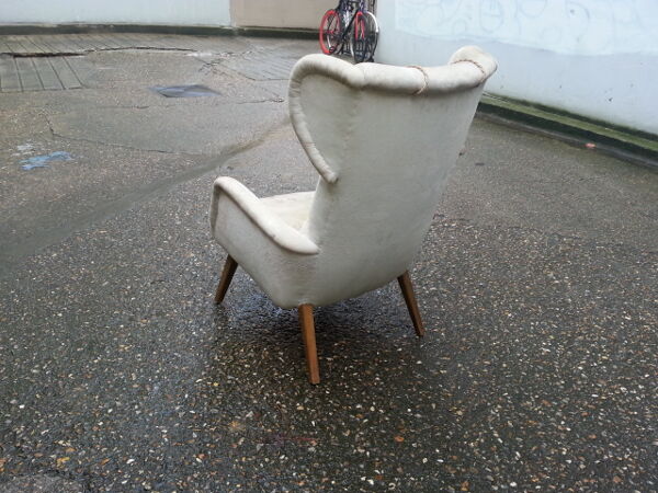 Fauteuil Bergere scandinave wing chair wingback années 50