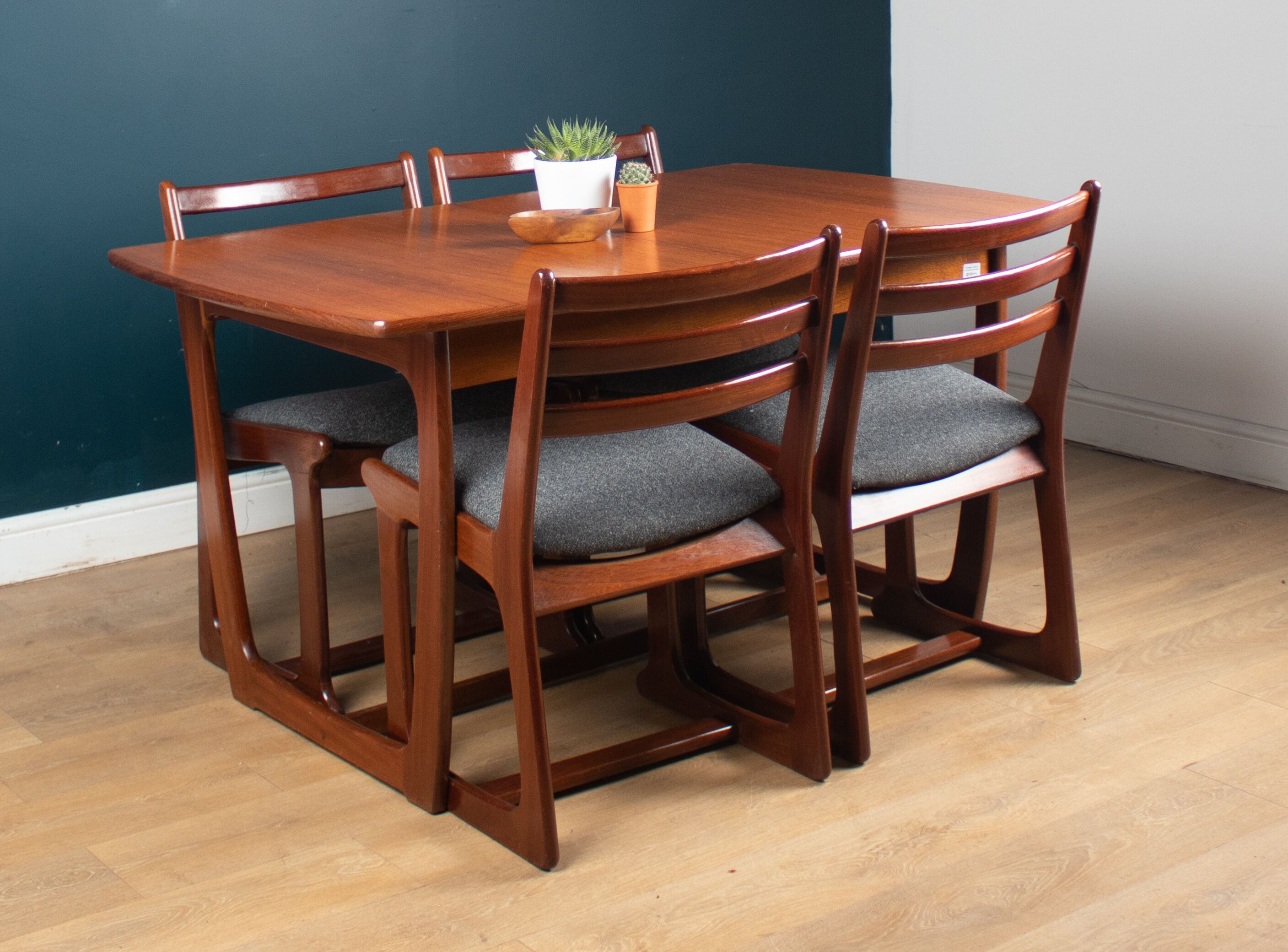 Retro teak 1960s portwood extending dining table & four chairs