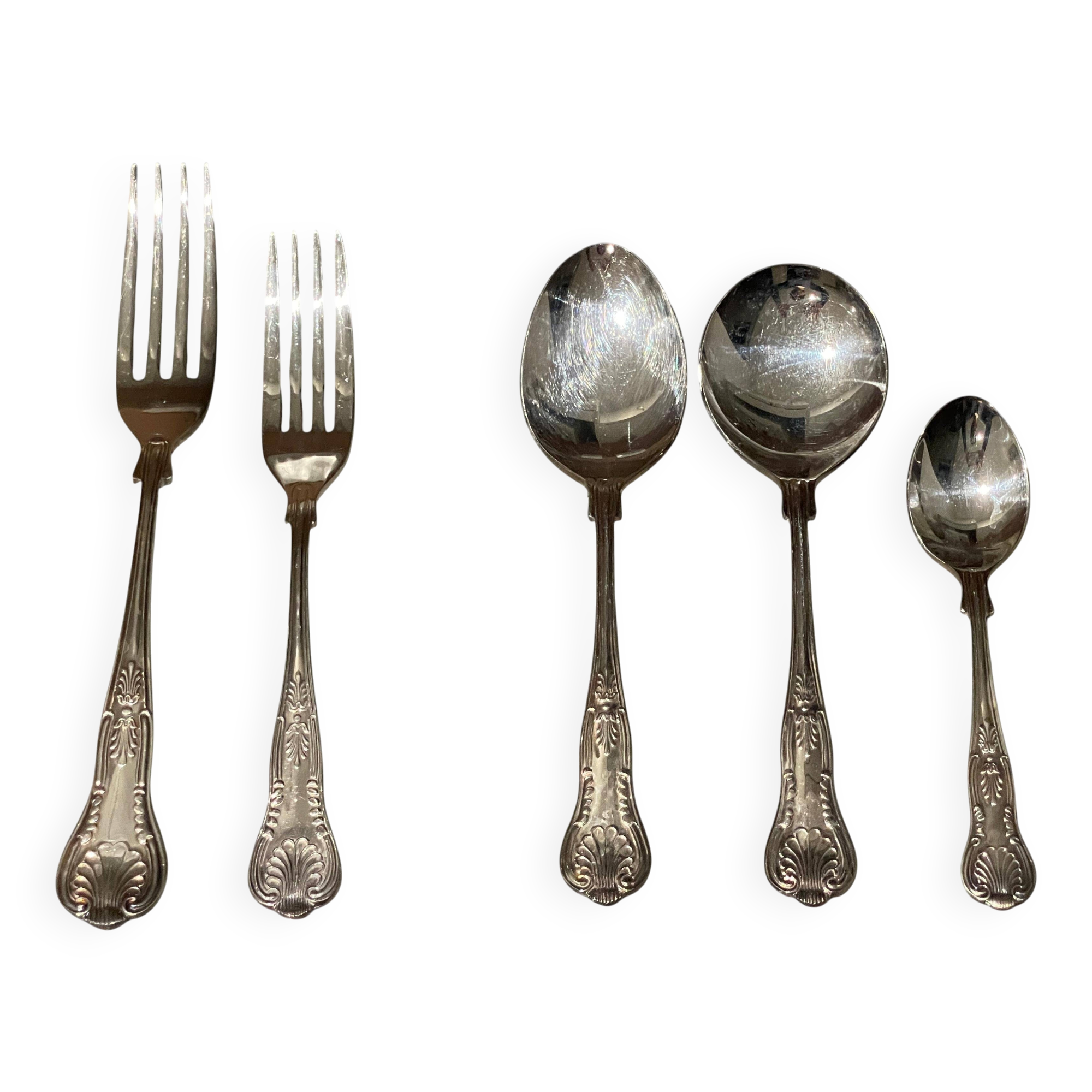 Table cutlery (knife and fork) silver-plated, set of 37 pieces, England, vintage Art Deco
