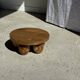 Mini minimalist stool with ball feet in teak H15 D35
