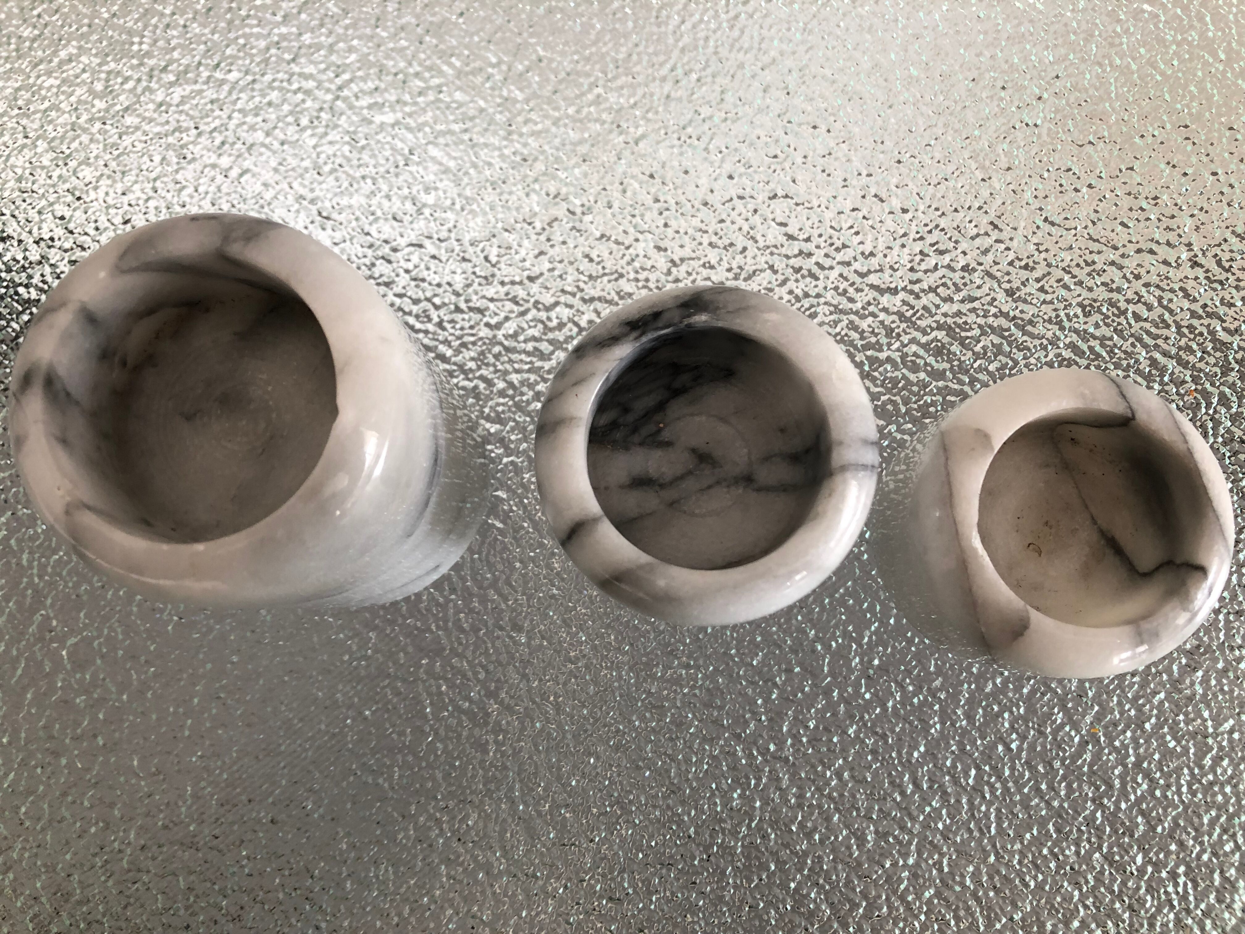 Trio of candlesticks vintage marble