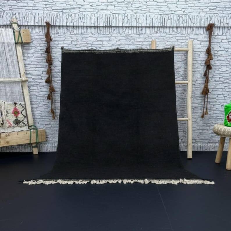 Black Berber wool rug 200cmx300cm