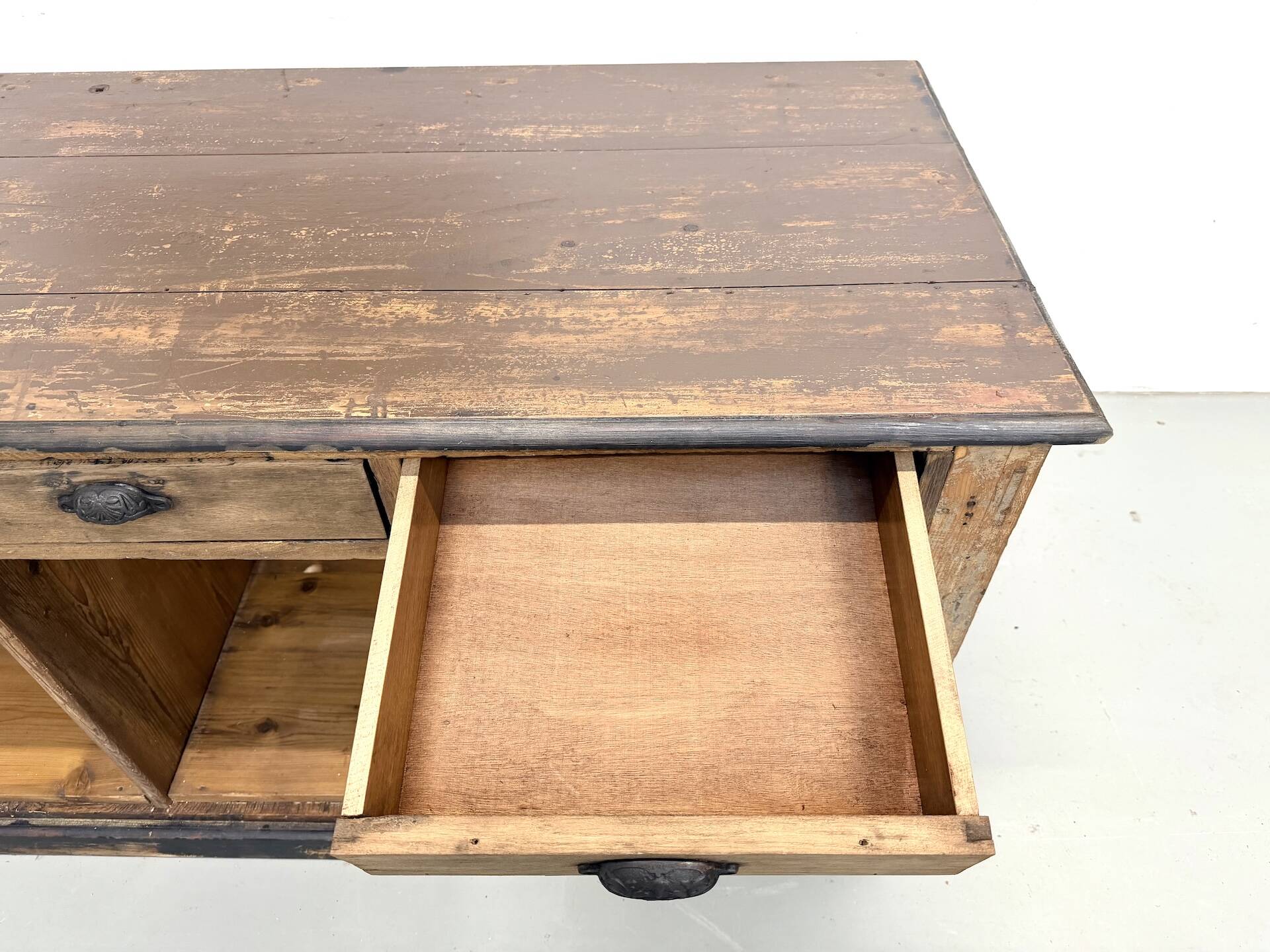 Large Antique Pine Trading Counter