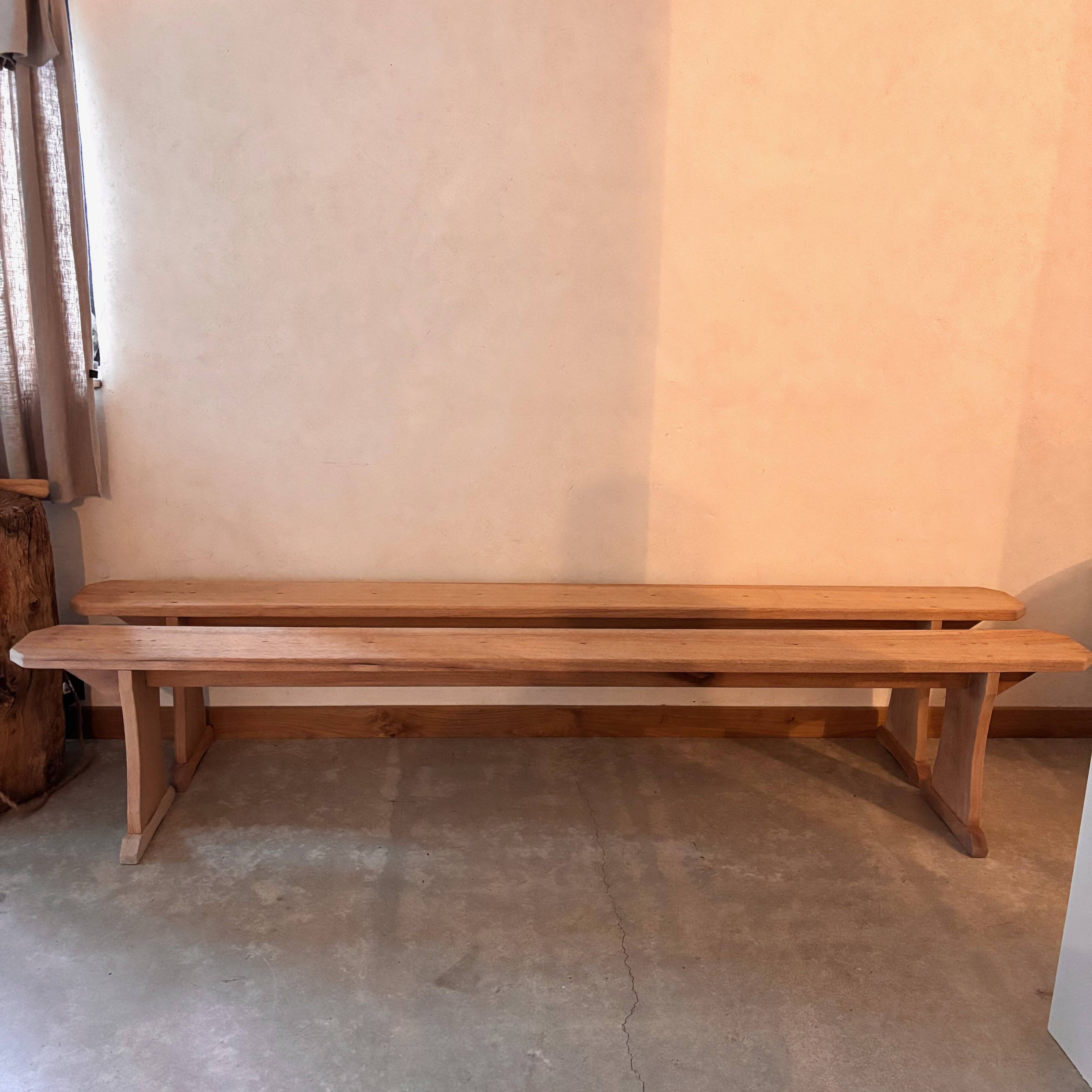 Set of 2 raw wood benches