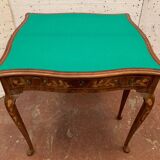 Table a jeu de style Louis XV en marqueterie Hollandaise XIX siècle Console