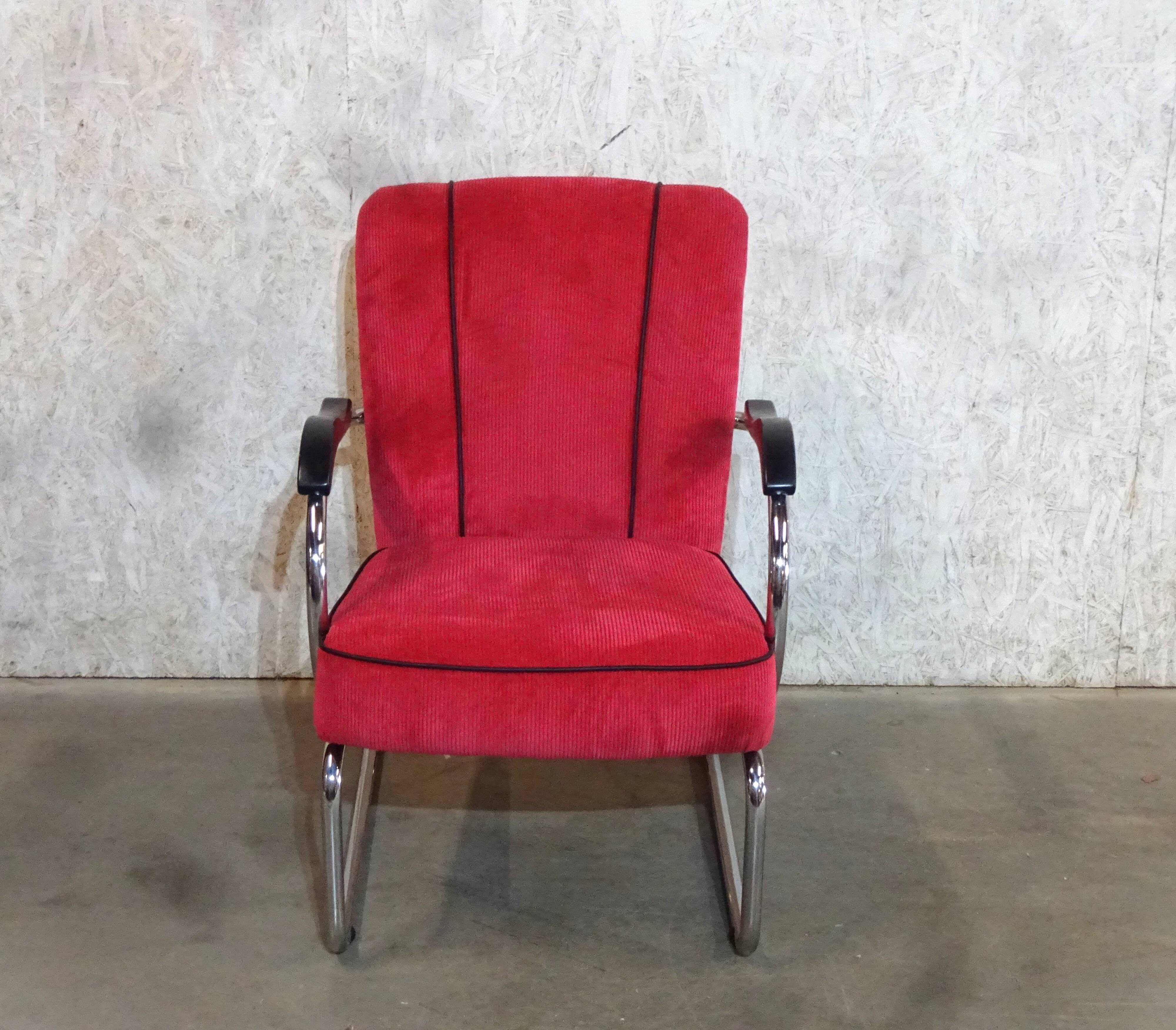 Vintage Bauhaus Style Tubular Easy Chairs from Kovona NP, 1950, Set of 2