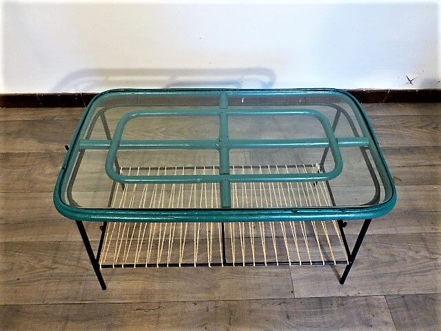 Table basse en rotin, métal et corde 1960