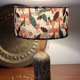 Scandinavian style fabric lampshade table lamp on sandstone base