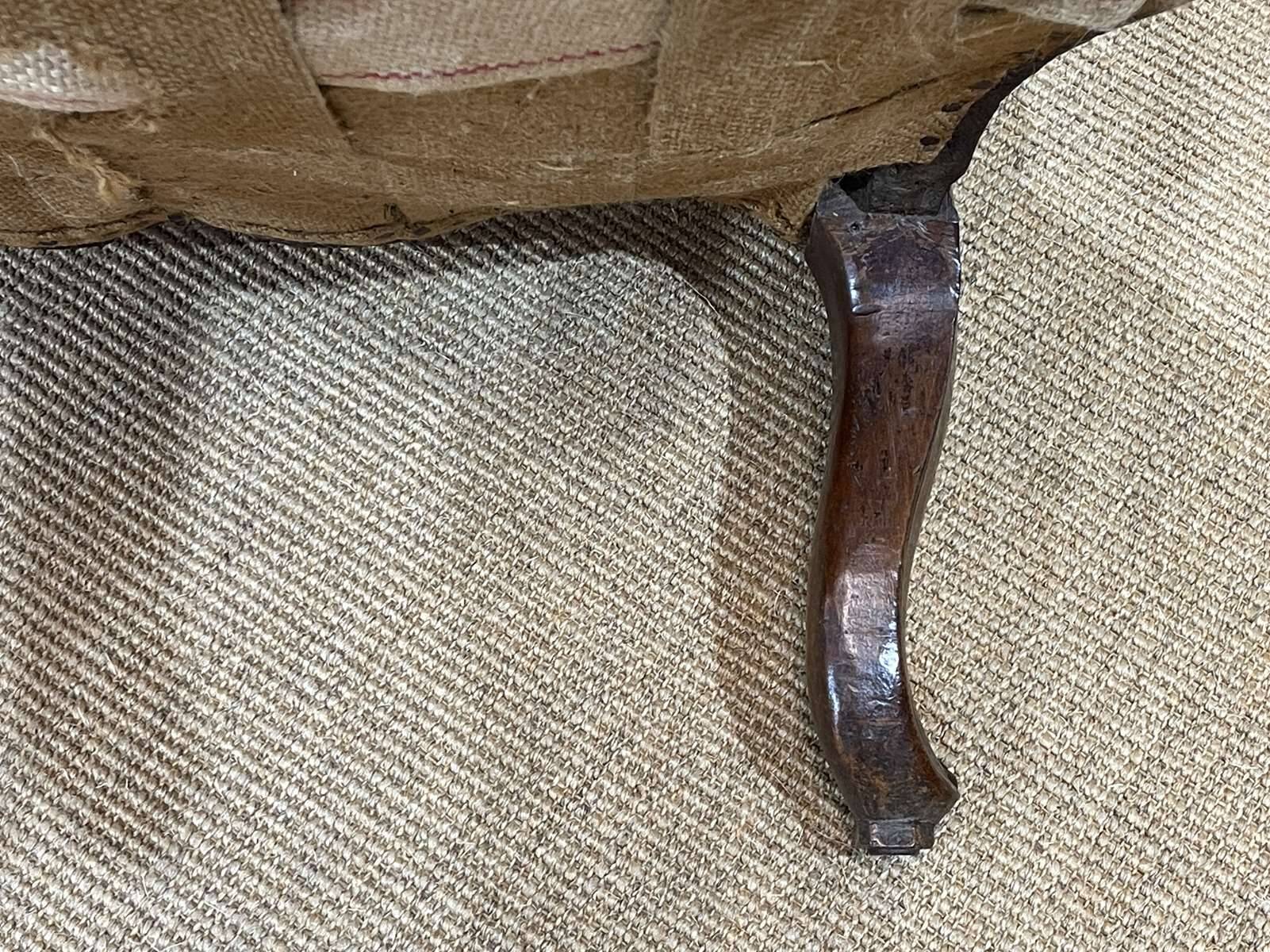 Regency period armchair in 18th century walnut to be reupholstered