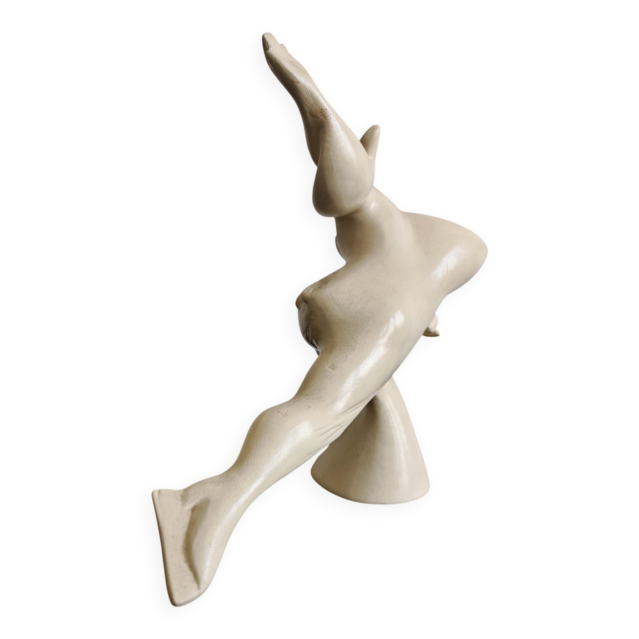 Art Deco ceramic figurine of an artistic skater, Czechoslovakia, 1950s.