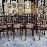 Suite of 8 bistro chairs in cannage FISCHEL