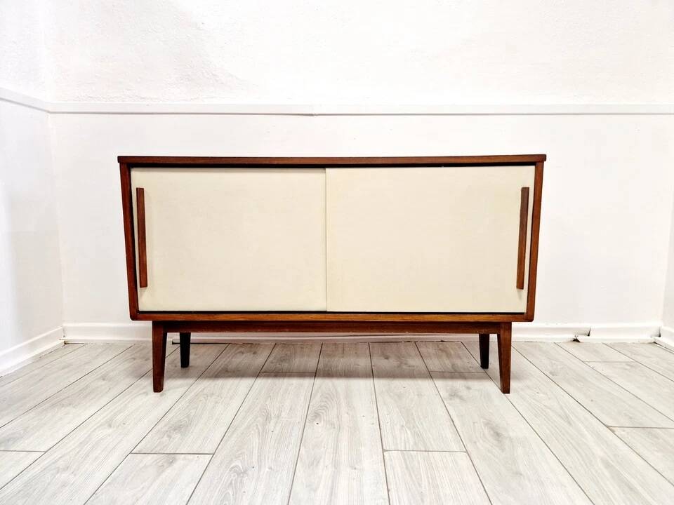 Mid Century Swedish Teak Sideboard White Synthetic Doors