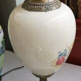 Pair of table lamps transparent lampshades flower pattern