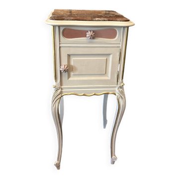 Renovated antique bedside table – Louis XV style, red marble