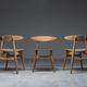 Set of 3 Chairs CH33 Hans Wagner, Carl Hansen & Søn, 1950s, Denmark