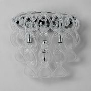 Pair of Art Deco Half-Moon Wall Lights/Hot Water Bottles in Glass & Metal Links