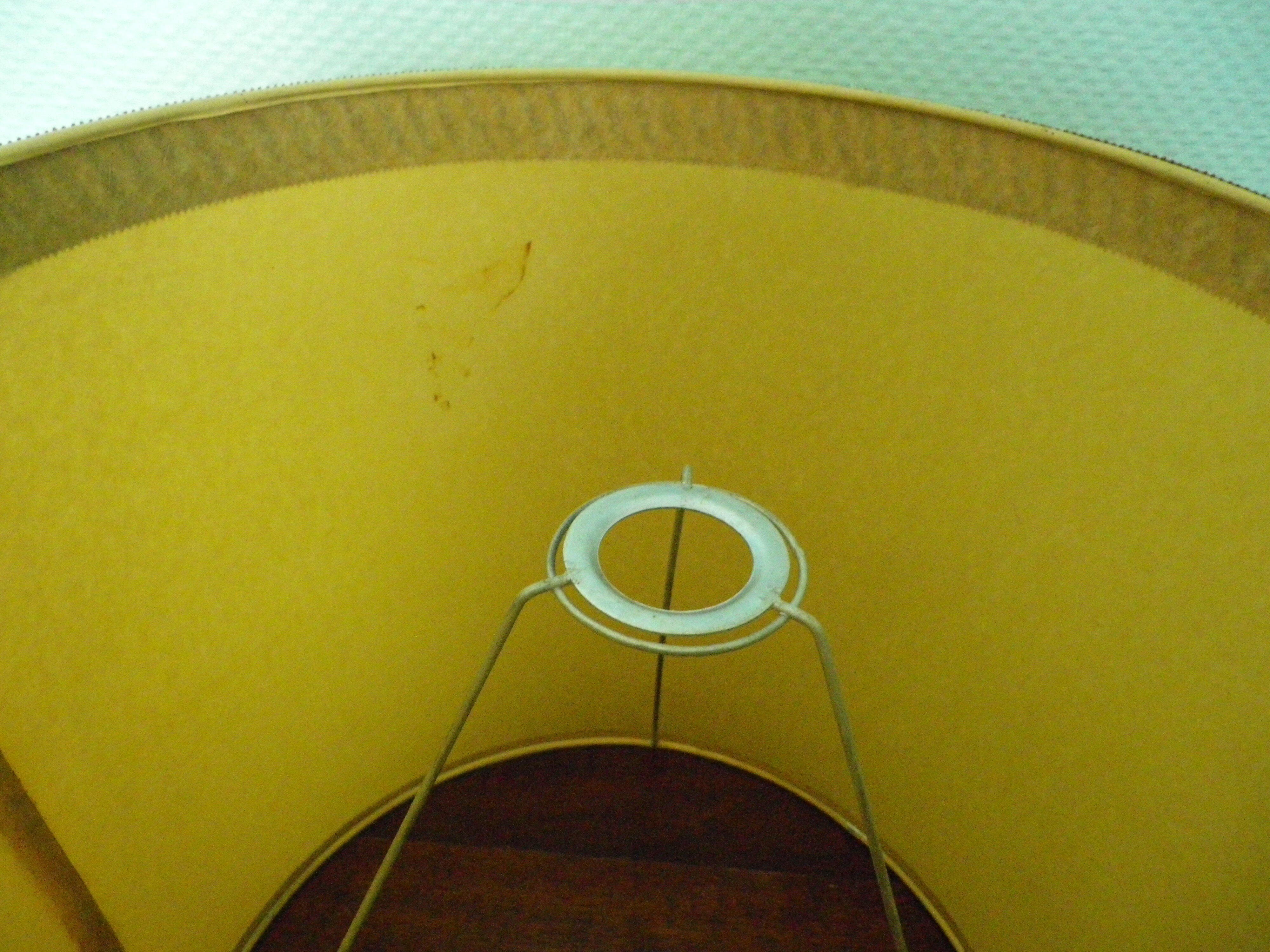 Wooden 1960s lamppost with large lampshade