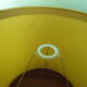 Wooden 1960s lamppost with large lampshade