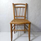 vintage wooden bistro chair with caning