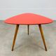 Steiner tripod side table by Baumann, wood, red top, 60s