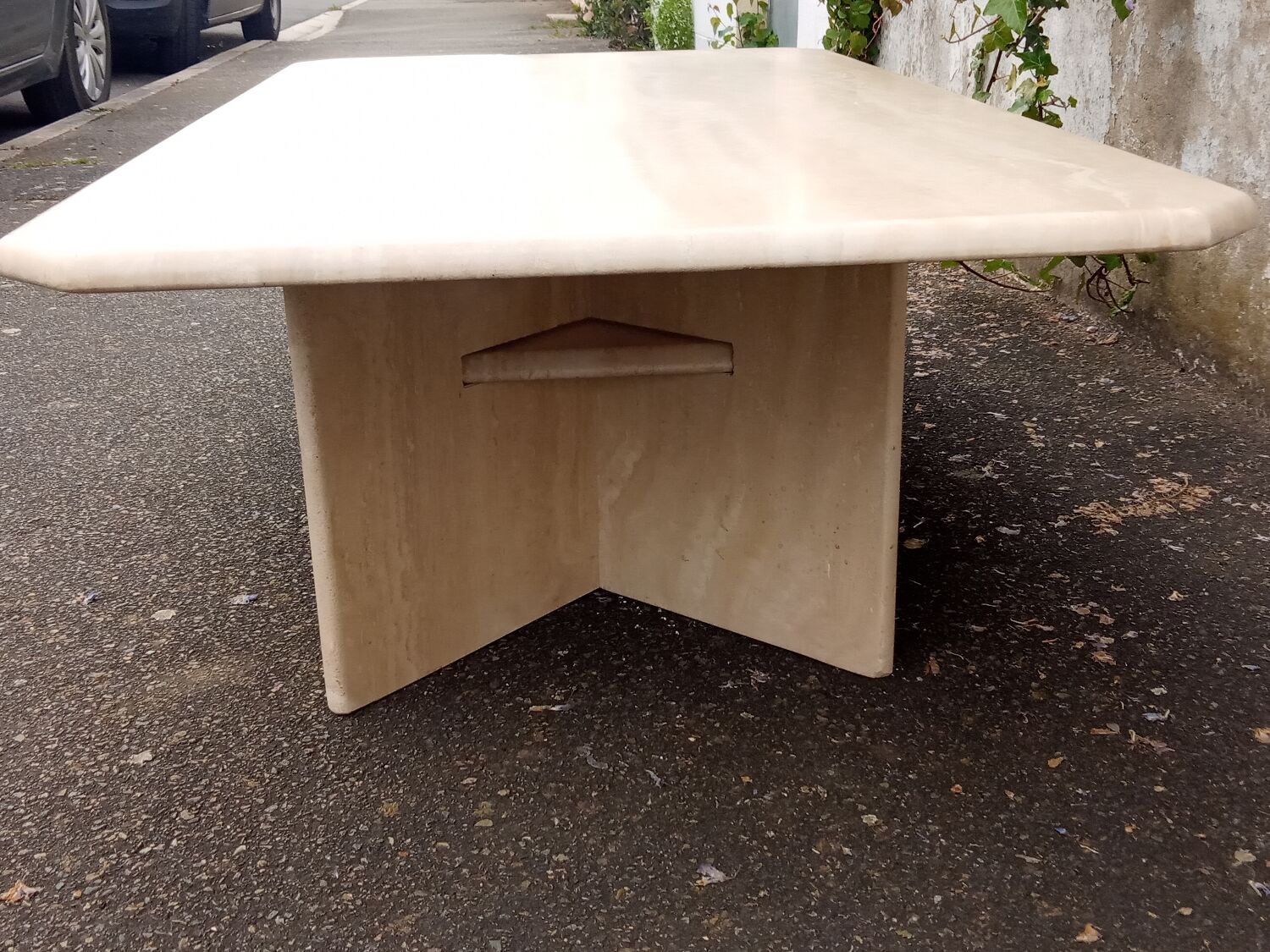 Travertine coffee table