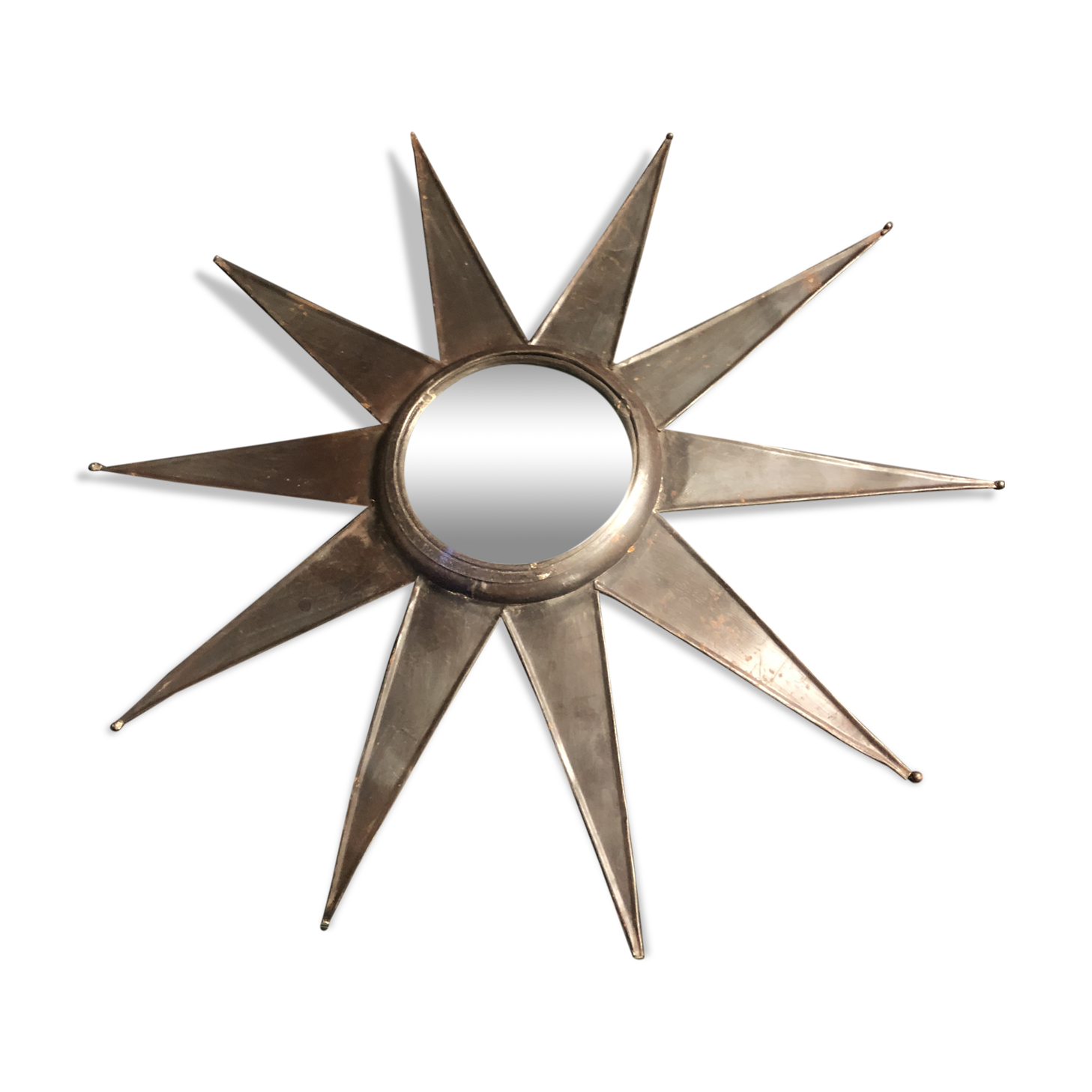 Miroir soleil of bulging witch 61 cm metal 20th sorcerer convex ice