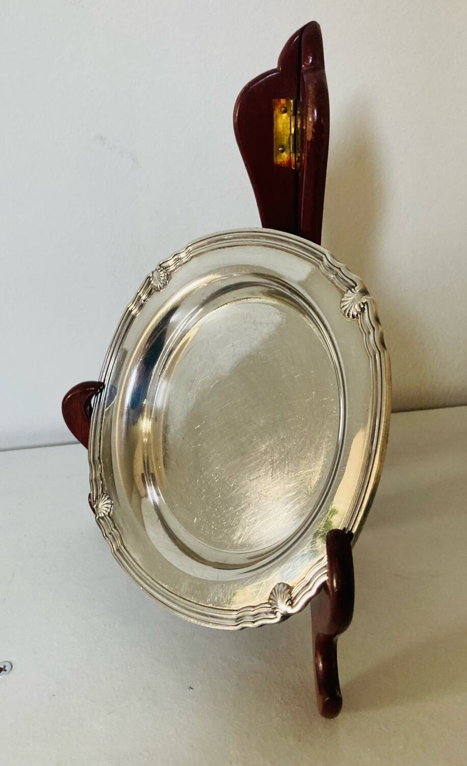 Christofle / galia trays in hallmarked silver metal in their case
