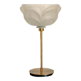 Table lamp with a translucent lampshade, art deco style, mounted on a gilded foot