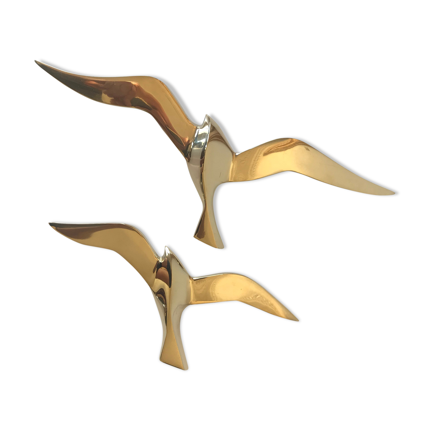 Pair of brass birds