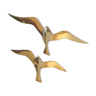 Pair of brass birds