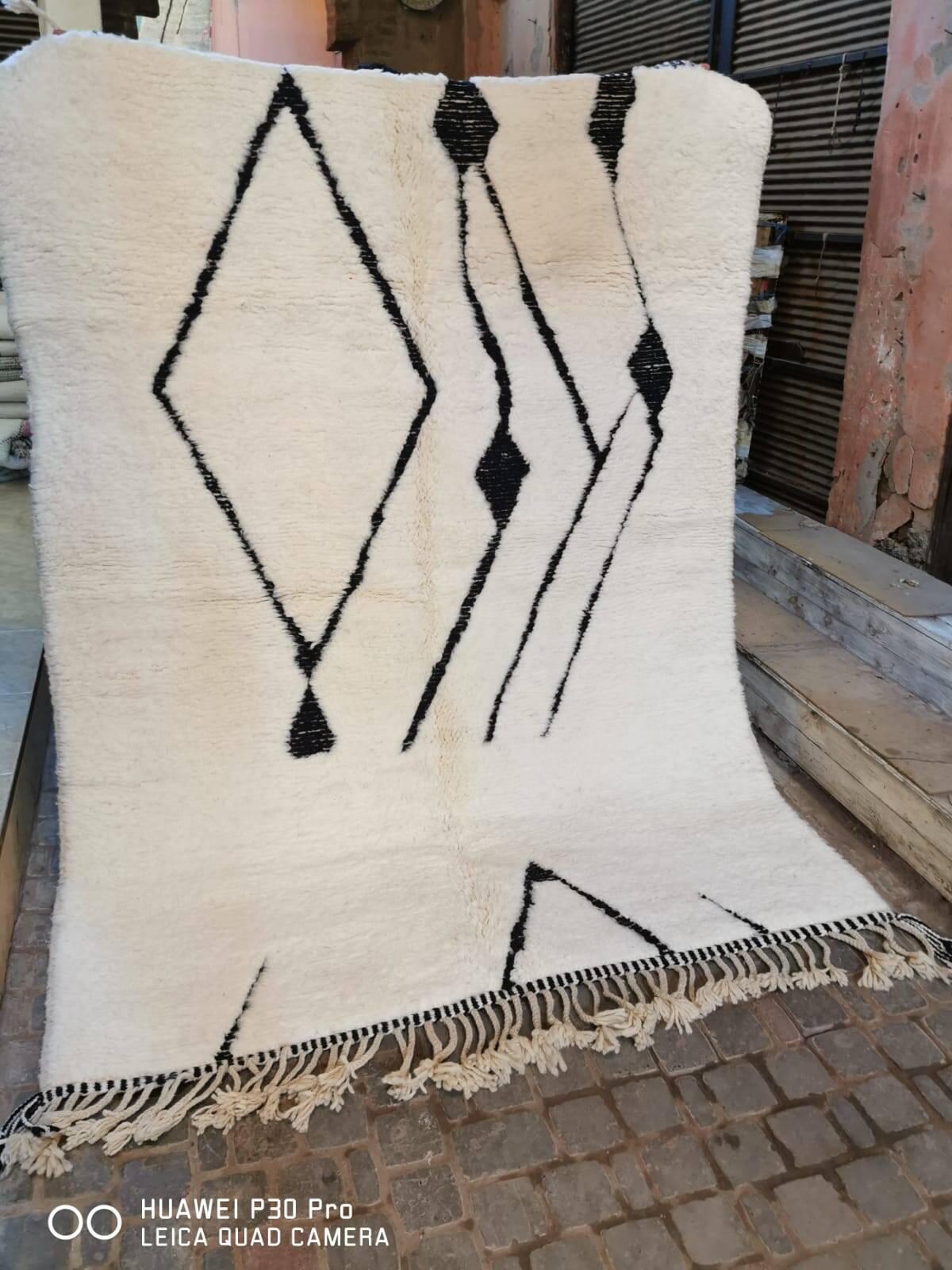 Tapis Berbère Blanc « Diamant d'Atlas » 3*2m