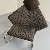 French design rocking chair in fabric and metal from the 70s/80s
