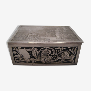 Coffret boîte à bijoux en métal argenté intitulé ROSSIGNOLS d'après LUIGI CROSIO