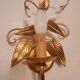 Shabby Wandlampe vergoldet Blattgold Kristallelemente Hollywood Regency 70s