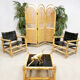Ensemble de 3 fauteuils de safari suédois de conception de midcentury et ottoman