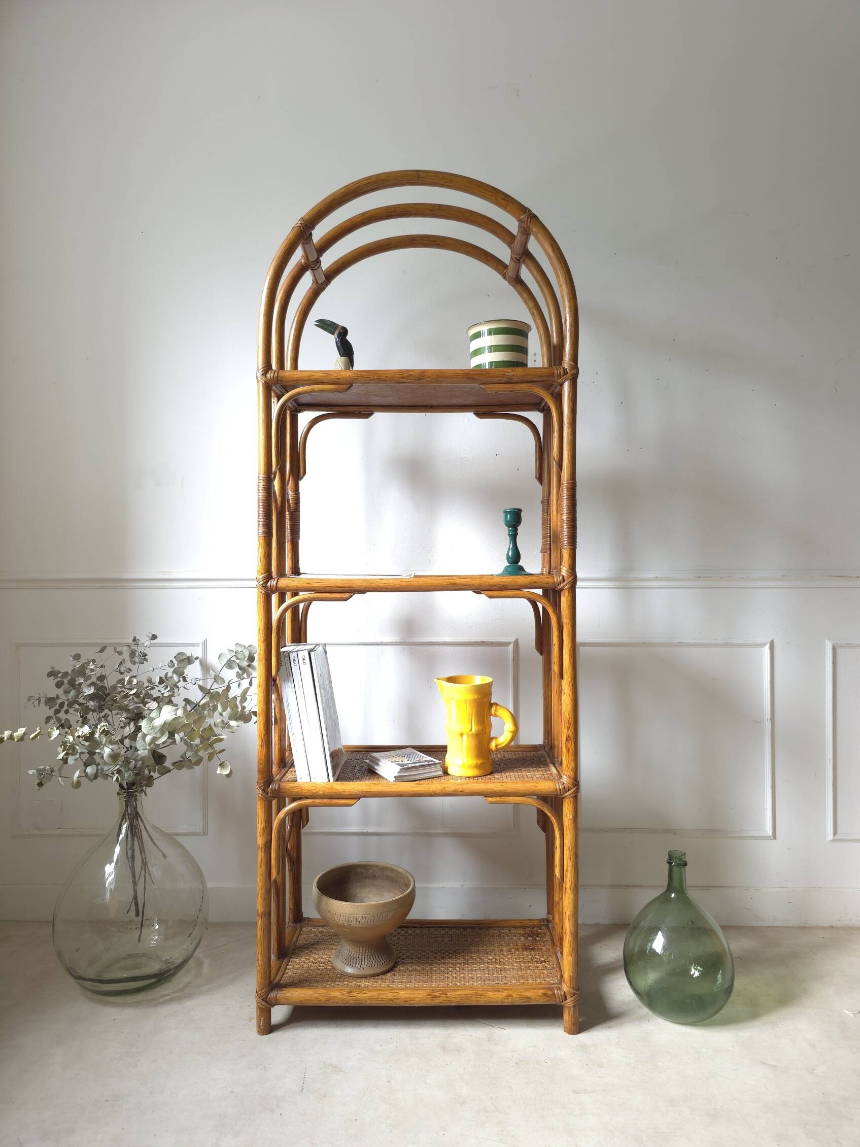 Vintage rattan shelf