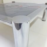 Large coffee table in ceramic and chrome signed 1970 De Nisco vintage 70's space age