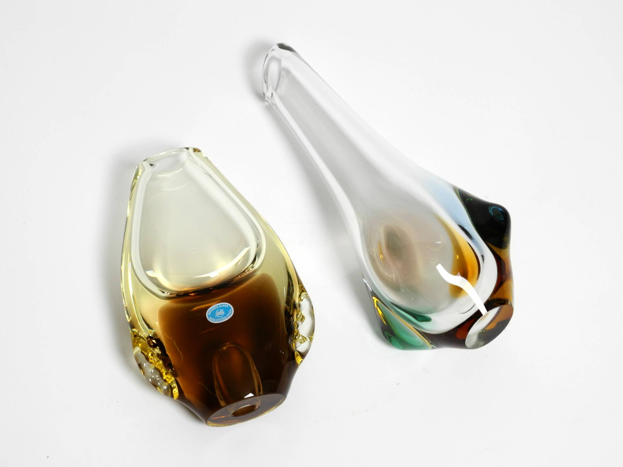Deux vases en cristal des années 1960 par Miroslav Klinger pour Bohemia Glass.