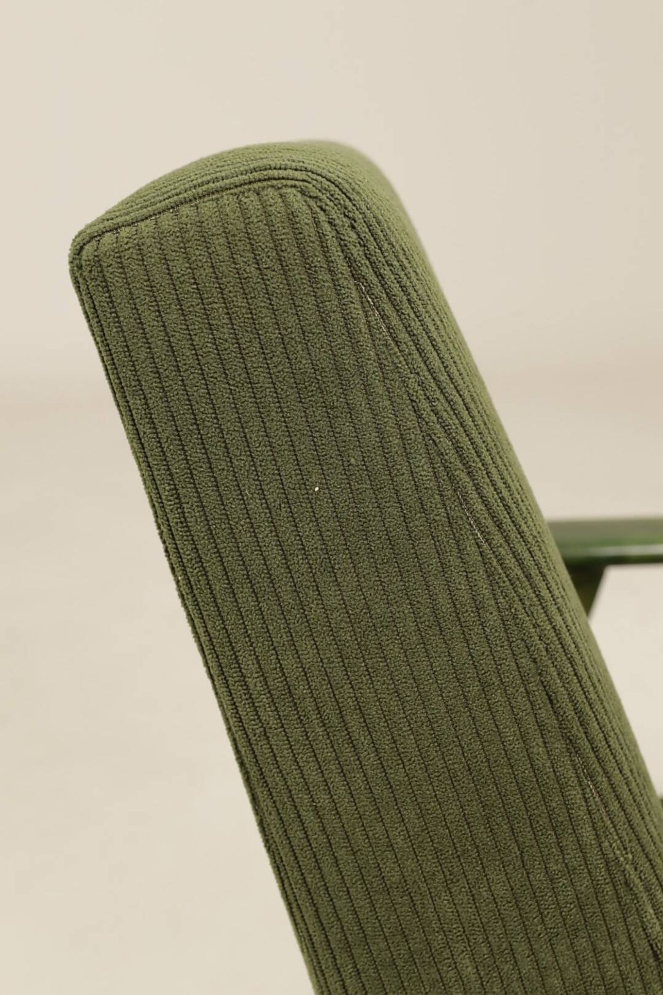 Lounge Chair Vintage Olive Green Corduroy ,Green Wood