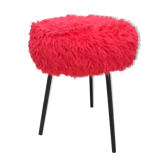 Tabouret moumoute rouge années 70