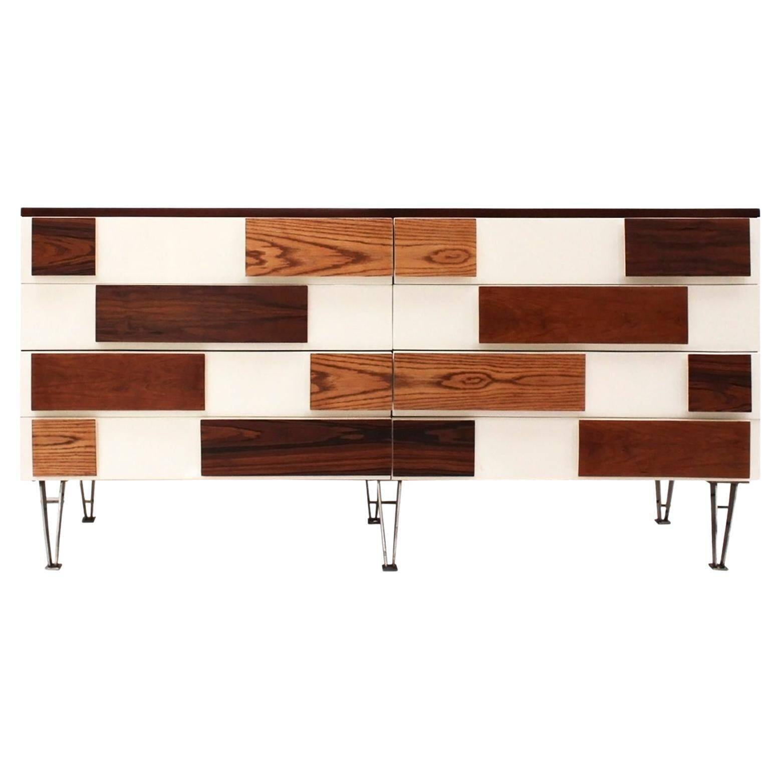 Italian Sideboard in Solid Wood with Steel Legs