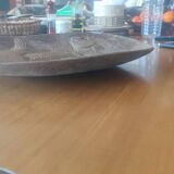 Wenge monoxyl carved dish decorated with fish