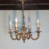 Bronze chandelier 4 arms vintage 1970