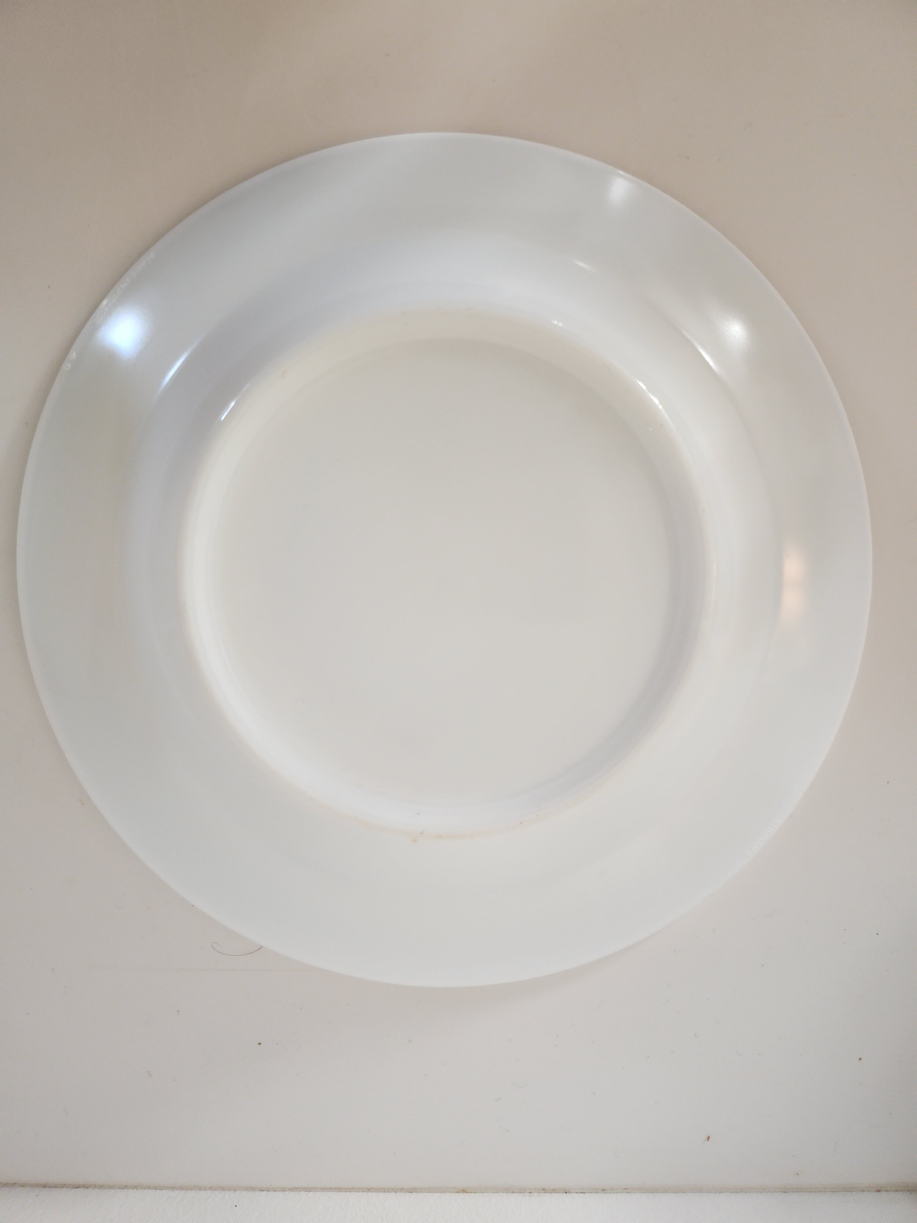 Set of 4 opaline hollow plates floral blue / black decoration