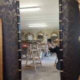 Bamboo mirror XX th lacquered black and gold