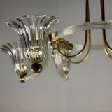 Venetian Murano Glass and Brass Chandelier Circa 1950