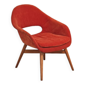 Fauteuil Shell restauré velours par Miroslav Navratil pour Vertex