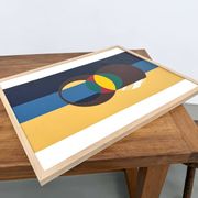 Composition aux cercles et bandes verticales, huile sur toile